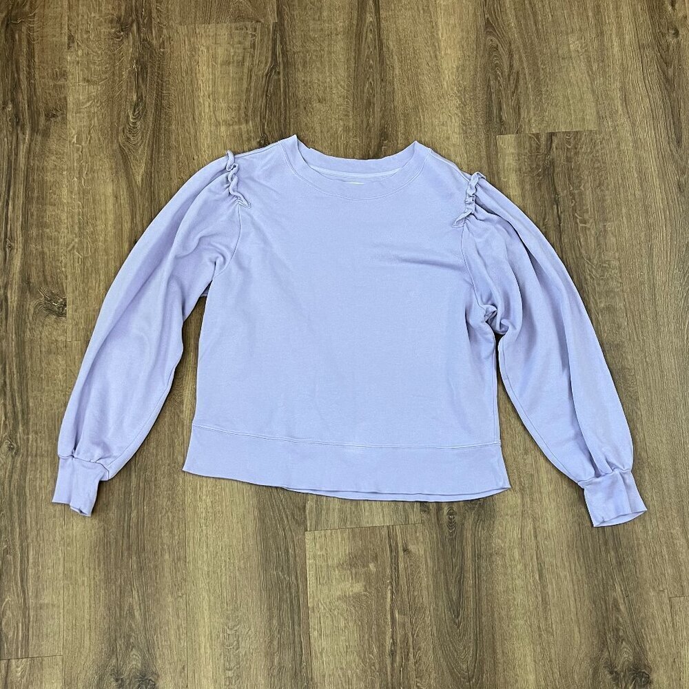 Marie Oliver Cappie Lavender Ruffled Shoulder French Terry Pima Cotton Sz L - Picture 6 of 11